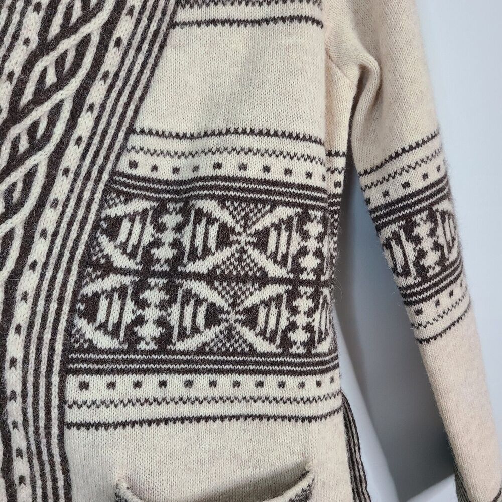 PENDLETON Wool Alpaca Discovery Cardigan Medium Petite Brown Cream Western FLAW - Picture 9 of 16